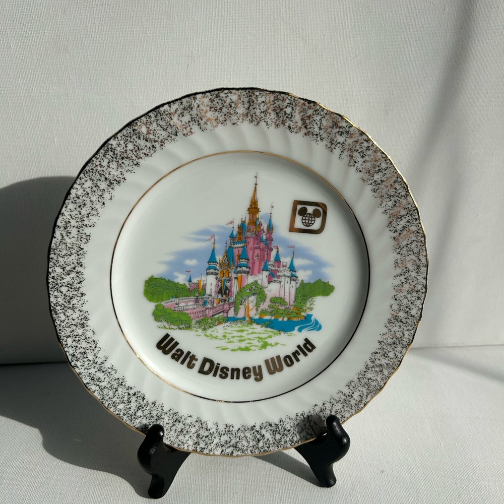 Walt Disney Productions Cinderella Castle Plate with Gold Trim